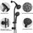 Matte Black Spa Shower With Drill- Stainless Steel Rod And 7 Heads 7-Setting Dual Head Slide Bar In Color