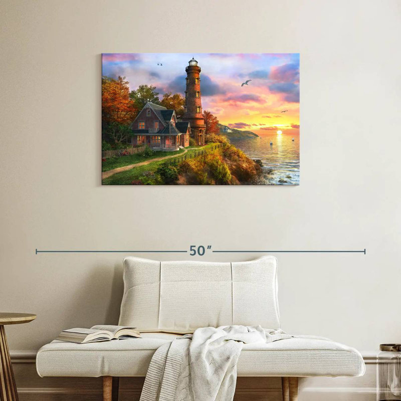 Lilie Seaside Sunset Lighthouse, 24" H x 36" W