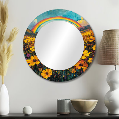 Rainbow Over The Meadow I - Traditional Wall Mirror Art - Printed On Metal