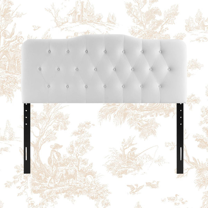 Modway Annabel Diamond Tufted Performance Velvet Headboard, White, Full