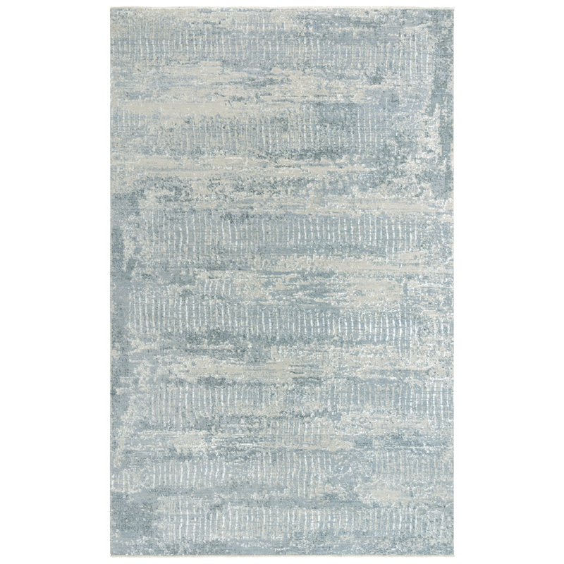 Tapis gris abstrait en laine, Rectangle 5 pi x 8 pi