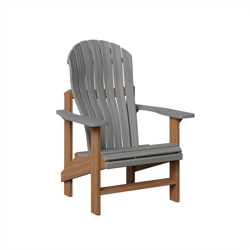 Berlin Gardens Contour Upright Adirondack Chair, Driftwood Gray with Antique Mahogany