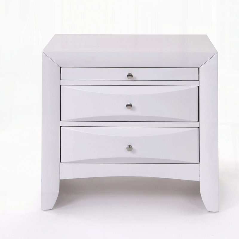 Table de chevet moderne pour chambre à coucher, Blanc