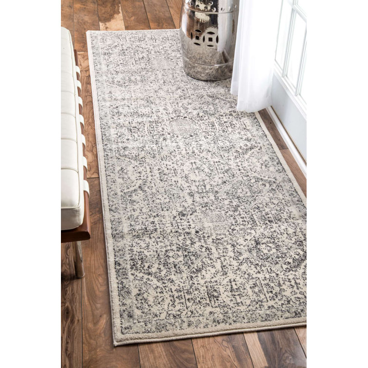 Asmin Medallion Area Rug for Living Room Bedroom Dining Room Kitchen, Grey/Ivory