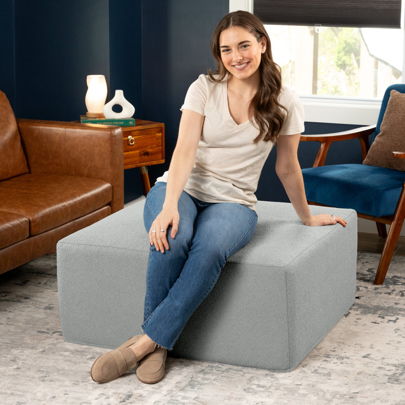 Repose-pieds surdimensionné Jaxx Fairlie Couch, Fausse fourrure argentée Boucle