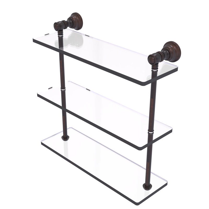 Freyja 3 Piece Glass with Towel Bar, 16" H x 16" W x 5.54" D, Venetian Bronze