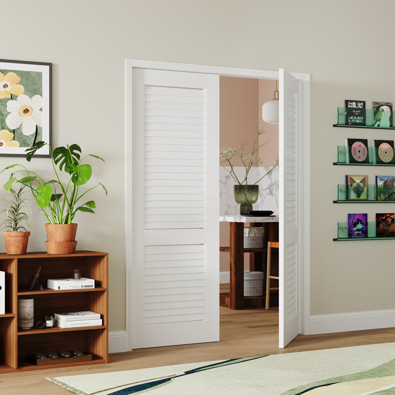 Interior Pantry French Doors - White Louvers Design Standard Door Slab Prefinished Solid Core Doors (Without Handle & Frame)