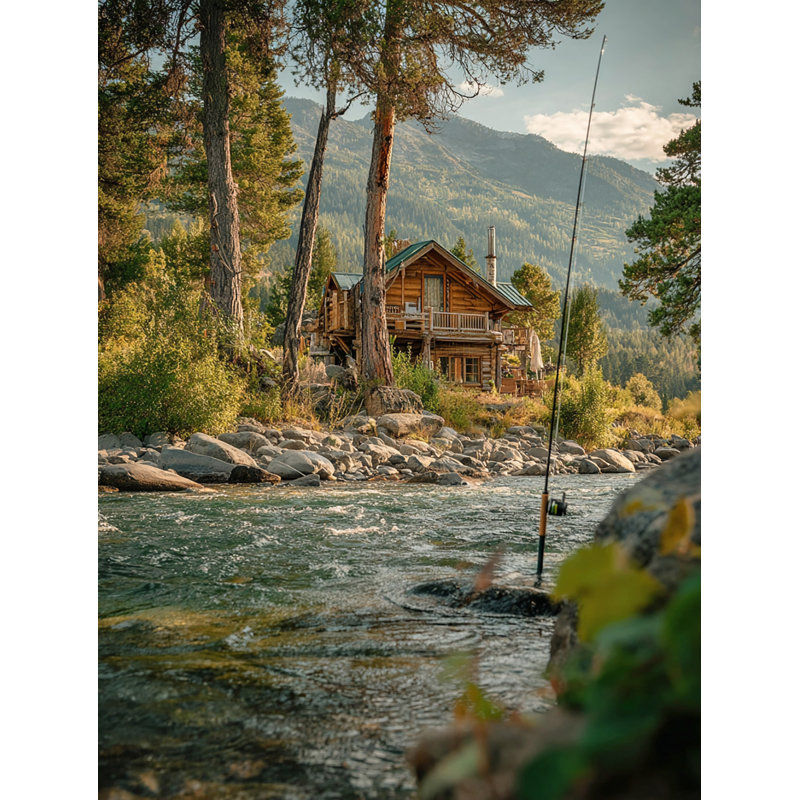Riverside Cabin Retreat Wrapped Canvas Wall Art, 16" H x 24" W