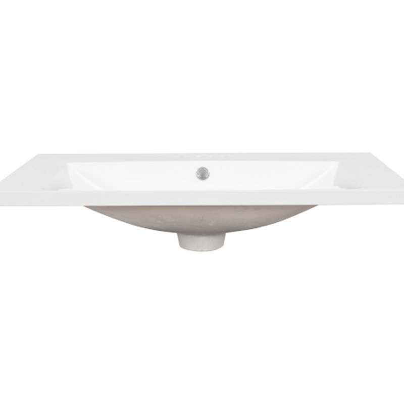 Lavabo de salle de bain en céramique blanche - rehausse l'apparence, avec une surface lisse pour un nettoyage facile, un robinet simple pré-percé, l'option d'installation en pouces offre une attrait durable, un entretien, une poignée
