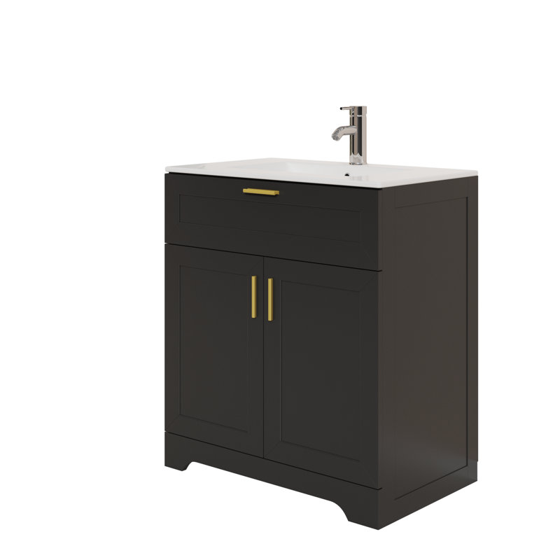 30 Inch Bathroom Vanity With Ceramic Sink, Bathroom Sink And Cabinet Combo Set, Wood Vanity With Hidden Storage,  Painted Surface
