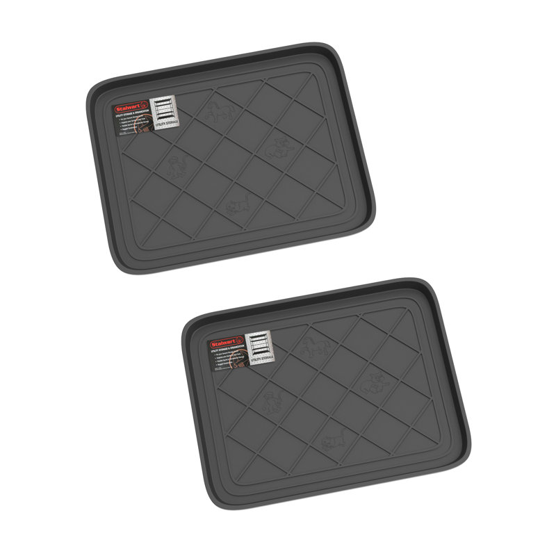 Ensemble de 2 plateaux à bottes en plastique - Petit tapis à chaussures en plastique résistant à l'eau pour l'intérieur et l'extérieur