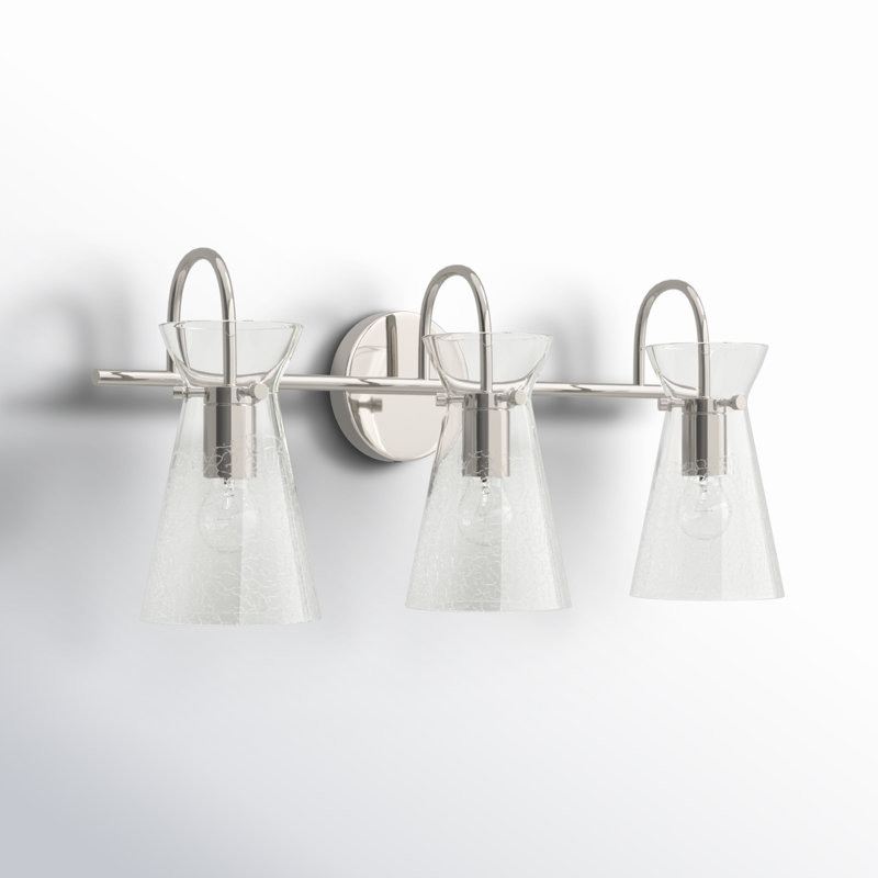 Thames 3 Light Crackled Dimmable Vanity Light, Polished Nickel