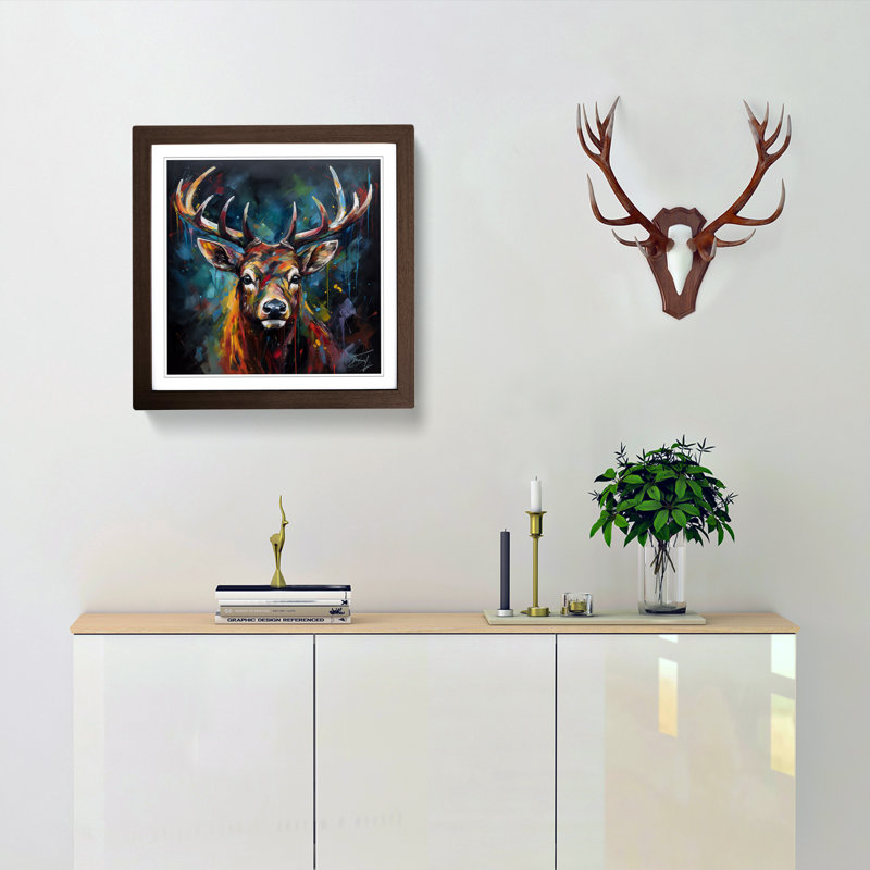 Stag Expressionism - Framed Print, Walnut