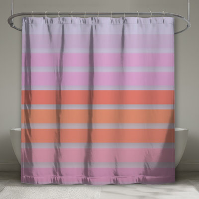 Pink Orange Stripes Shower Curtains Extra Long