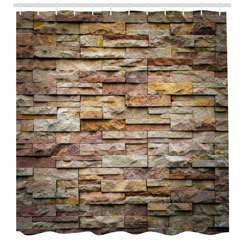 Marble Shower Curtain with Hooks Included, 75" H x 69" W