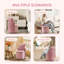 Fauteuil de coiffeuse en velours avec rangement, repose-pieds pivotant rond à 360 ° avec coussins, tabouret de maquillage moderne sans assemblage pour la chambre à coucher, la commode et le salon-251363574