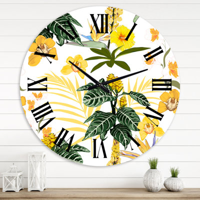 «Of Beautiful Flowers» - Horloge murale moderne