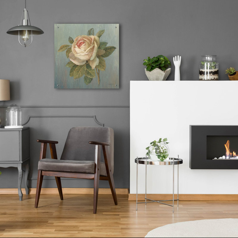  «Cottage Rose» par Danhui Nai, art mural en verre acrylique, H 24 po x l 24 po