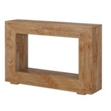 Evan Console Table, 47 Inch Rectangular Top, Rustic Grey, Open Shelf