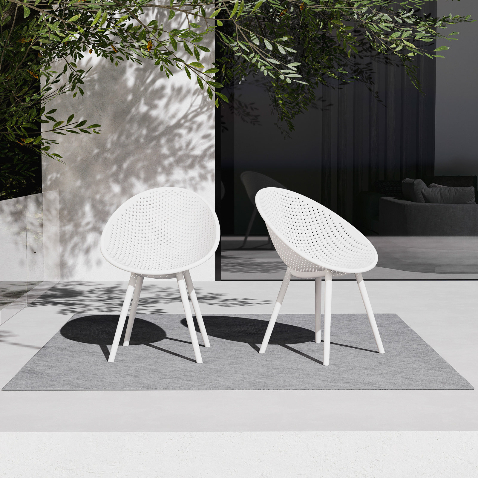 Norna Patio Side Chair, White