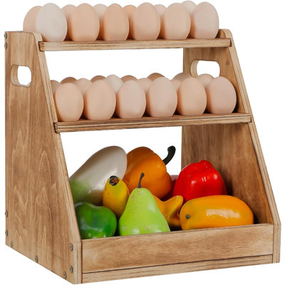 3-Tier Wooden Egg Holder, Retractable Countertop Rack Hold 70 Egg
