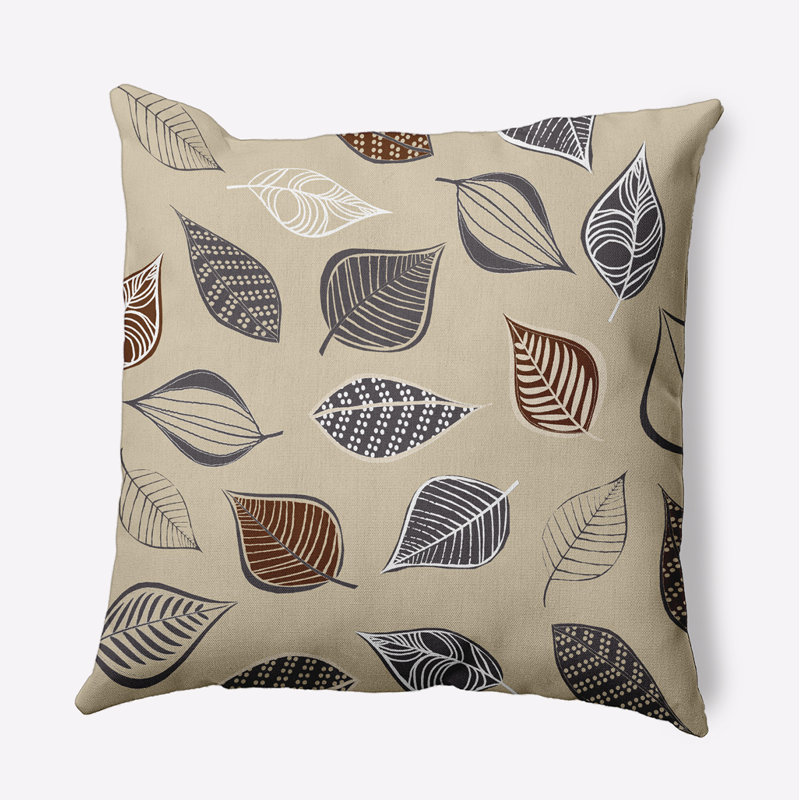 Coussin intérieur / extérieur Scattered Leaves, Carré, H 18 po x l 18 po, Crème brûlée