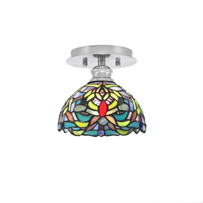Edge 1 Light Semi-Flush With 7" Kaleidoscope Art Glass