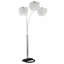 Lampe sur pied Nira, 3 abat-jour en cristal suspendus, cadre en arc argenté de 90 pouces
