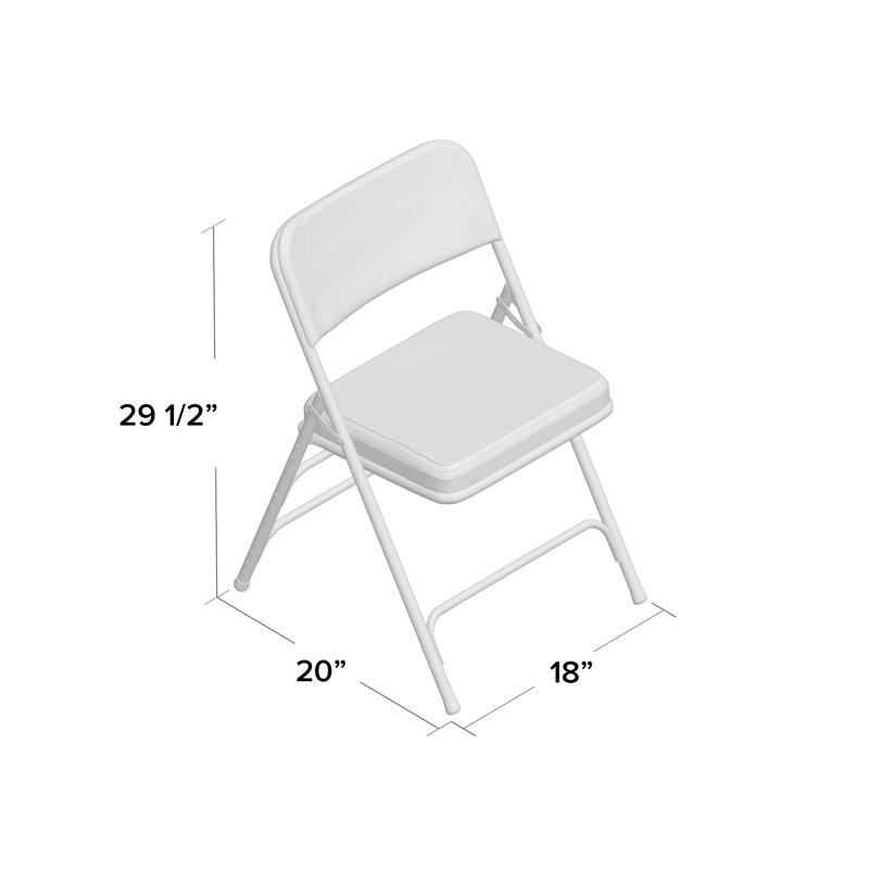 Premium Curved Triple Braced & Double Hinged Fabric Upholstered Metal Folding Chair, 76.2cm H x 47cm W x 48.26cm D