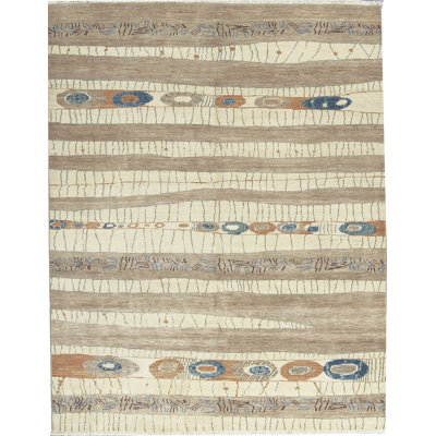 Hand-Knotted High-Quality Beige and Brown Area Rug