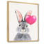Lapin gris moelleux avec ballon cœur rose - reproduction sur toile-67331481-67331470