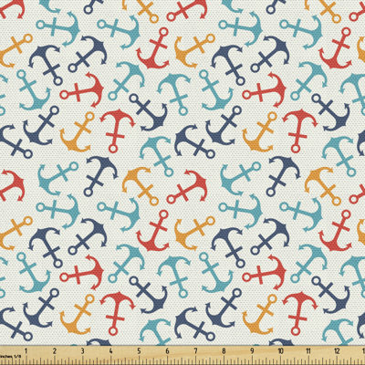Chilyn Anchor Shape in Lines Tropics Getaway Ship Cruise Transport Repeating Tile Multi-Purpose Fabric