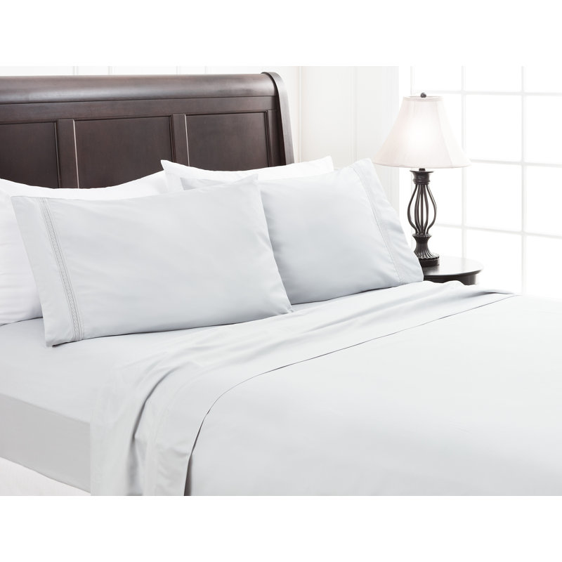 Ultra Soft Microfiber Percale Sheet Set, King Sheet Set with Fitted Sheet, Silver