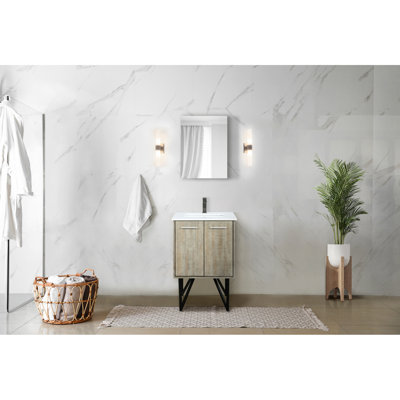 30 po Avec meuble-lavabo de salle de bain rustique avec comptoir en quartz blanc, robinet en métal et miroir de 28 lumières