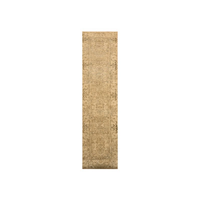 Tapis de couloir 100% laine noué à la main brun 2 pi 4 po x 20 pi Agra Medallion 835DB011173840EDA222586A6494AF57
