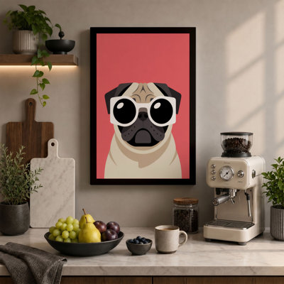Cool Pug Modern 1 Piece Wrapped Canvas Wall Art