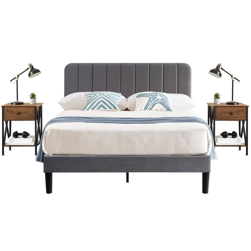 Steel Piece Bedroom Set, Brown, Queen