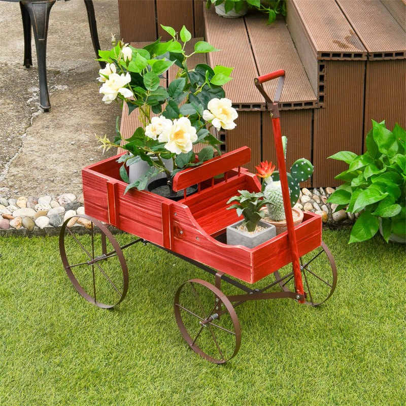 Crouch Wood Statue Planter, Red