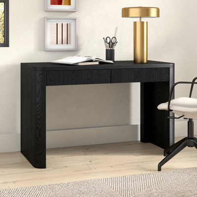 Bureau rectangulaire cannelé de 47,5 po de large Palmera en grain noir