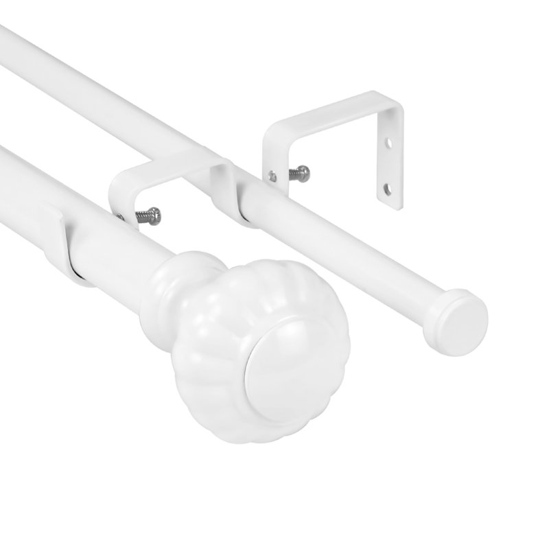 Tringle à rideaux double Braddy, Blanc, H 1 po x l 84 po x P 1 po