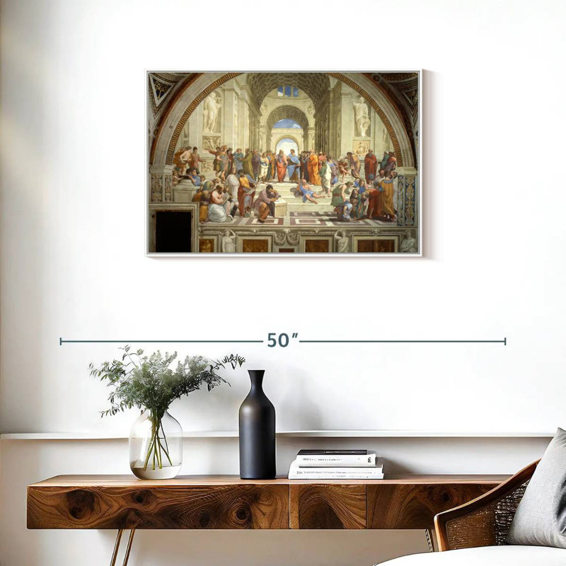 L'école d'Athènes, 31 po x 21 po, Cadre flottant blanc
