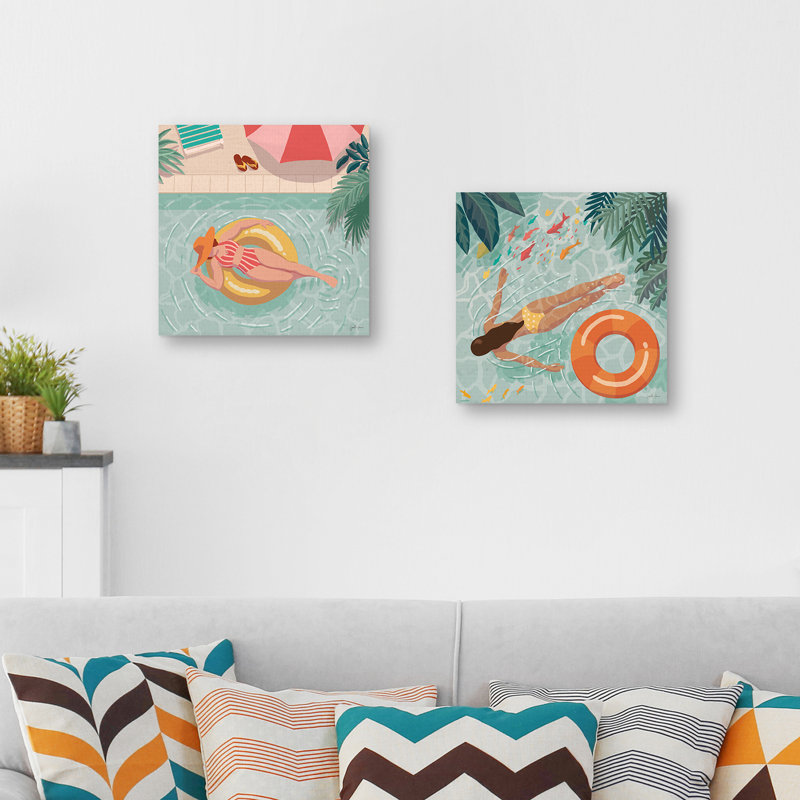 «Beach Babes II» par Janelle Penner, ensemble de 2 reproductions sur toile sans cadre