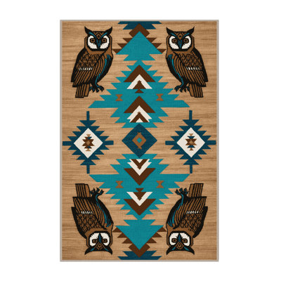 Washable Owl Southwestern Area Rug