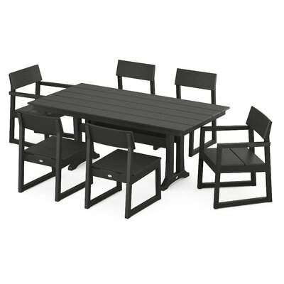 EDGE 7-Piece Farmhouse Trestle Dining Set -  POLYWOOD®, PWS717-1-BL