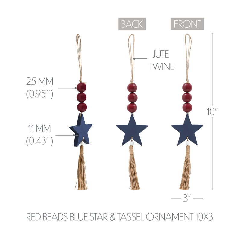 Ornement étoile et pampille 10x3, Bleu / rouge / brun clair