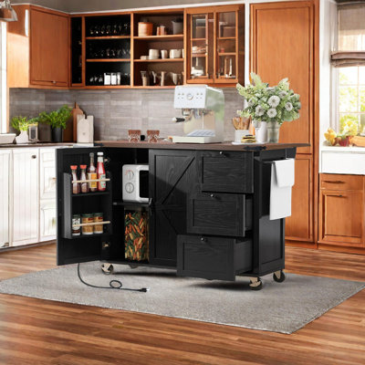 Aritzi Rolling Kitchen Cart with Manufactured Wood Top by Gracie Oaks