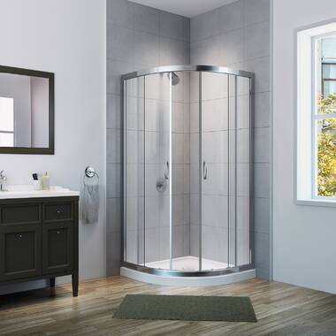 Jade Bath 6436-48-10-B Quadro Frameless Rectangle Hinged Shower Enclosure with Base Included Frame Finish: Silver, Size: 76.5 H x 48 W x 36 D