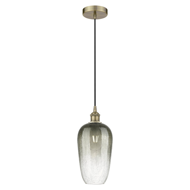 Edison - Caroline - Mini-luminaire suspendu à cordon 1 lumière 7 po, Ardoise, Laiton antique