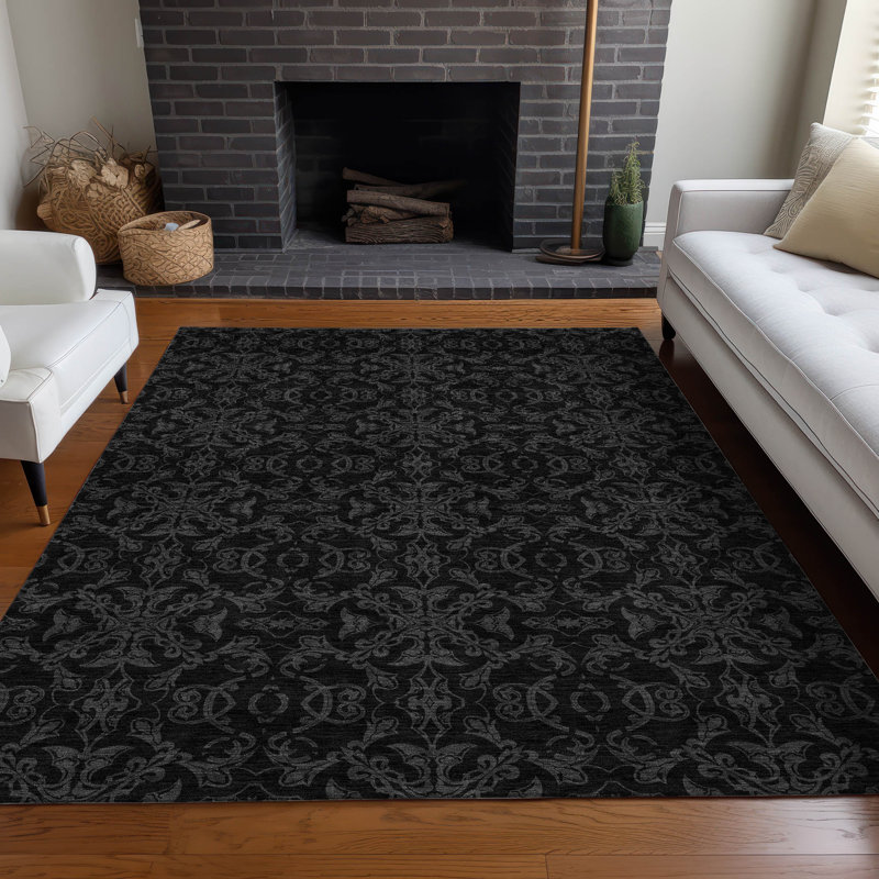 Premium Machine Washable Prisco Gray Rug, Rectangle 2'6" x 3'10"