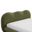 Lit olive contemporain, très grand lit oriental, revêtement en velours bouclé, bois d'hévéa massif et bois d'ingénierie, structure à profil bas, bois d'hévéa, lit pour chambre à coucher